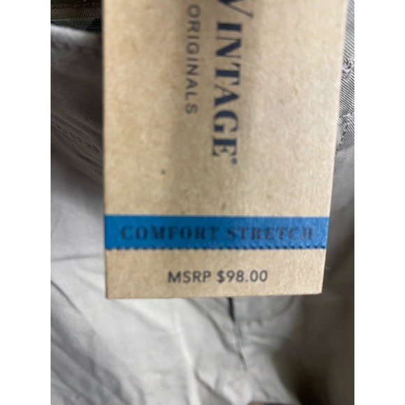 NWT Tailor Vintage Slim Fit Chino Pants 34x32 Mens Khaki Comfort Stretch Casual - Picture 3 of 4